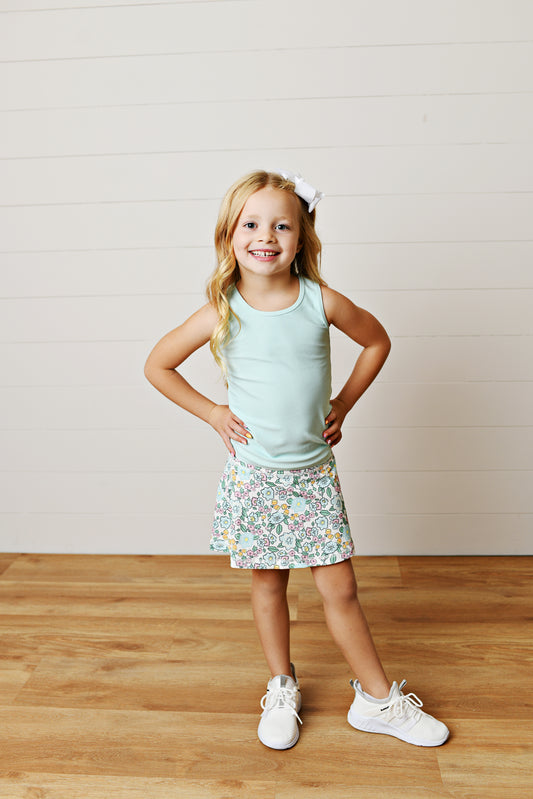 Aqua Blooms Tennis Skirt