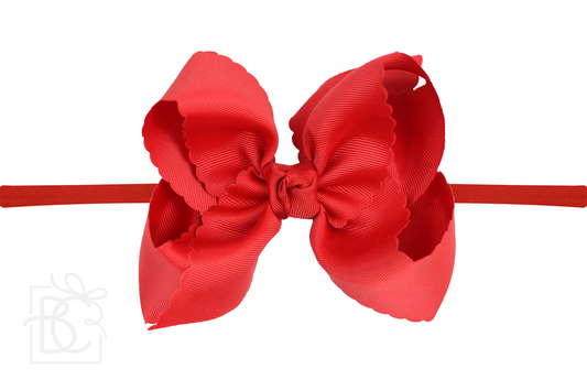 1/4" Pantyhose Headband W/ Scalloped Edge Bow