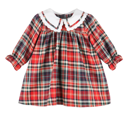 Noel Plaid Dress, White