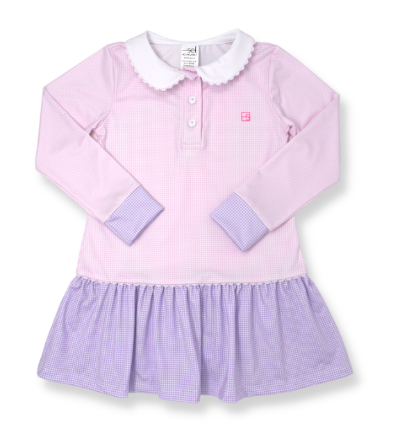 Darla Dropwaist Dress LS-Pink