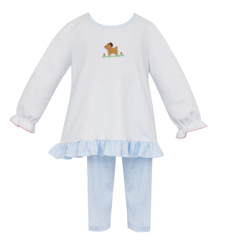 Puppies Embroidered Set W/ Leggings