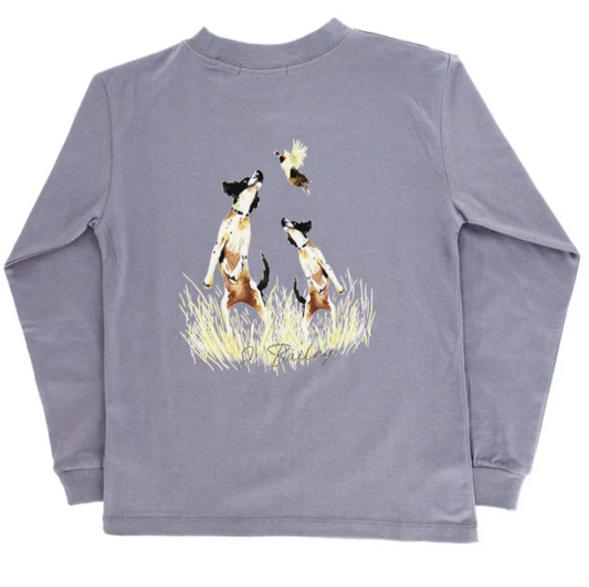L/S Logo Tee-Jumping Dogs/Smoke