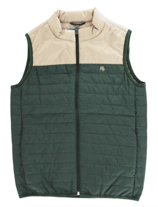 Quilted Vest-Forest/Tan