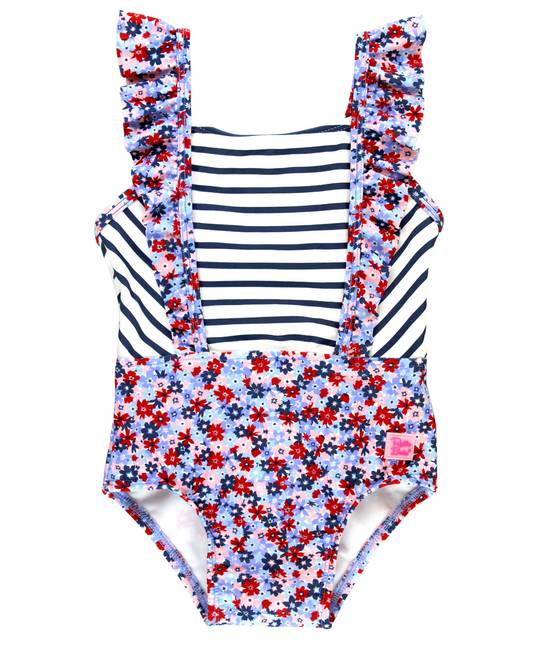 Red, White, and Bloom Pinafore One Piece