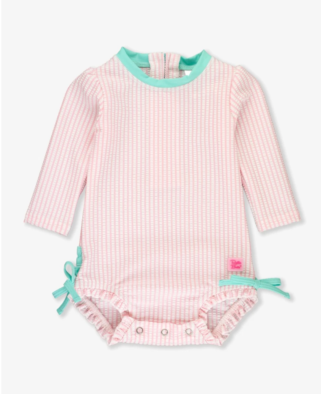 Pink Seersucker Long Sleeve Rash Guard 1pc