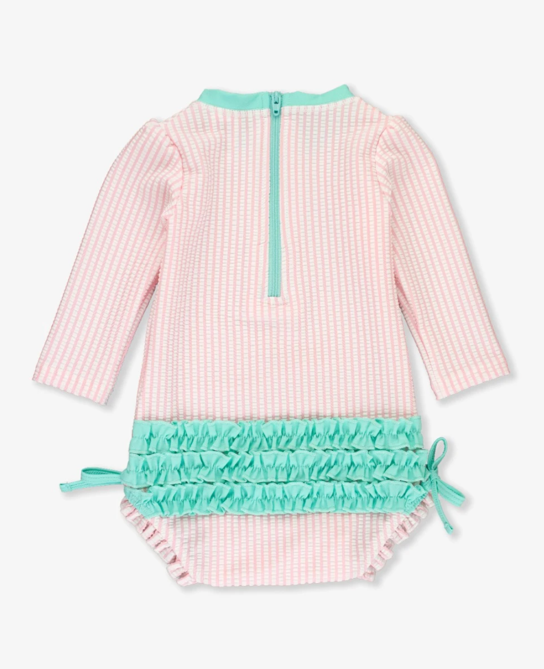 Pink Seersucker Long Sleeve Rash Guard 1pc