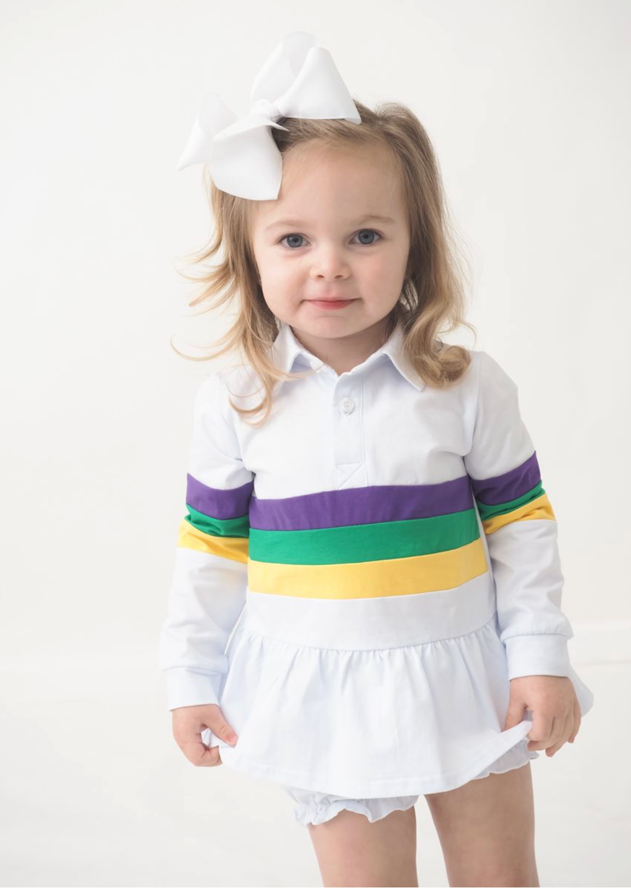 Mardi Gras Rugby Girls Bubble Short Set