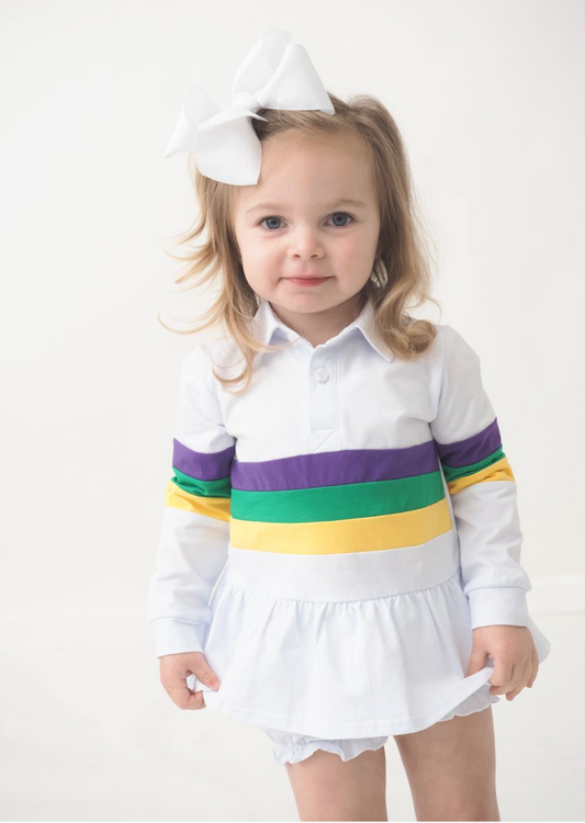 Mardi Gras Rugby Girls Bubble Short Set