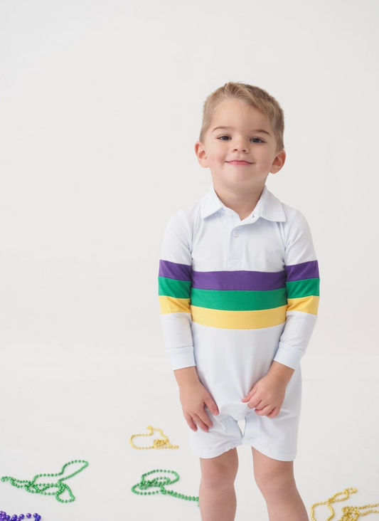 Mardi Gras Rugby Boys Romper