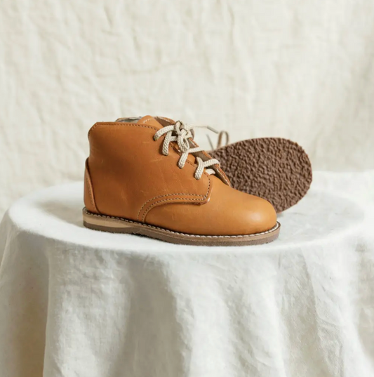 Unisex Leather Lace-up Shoe- Chestnut