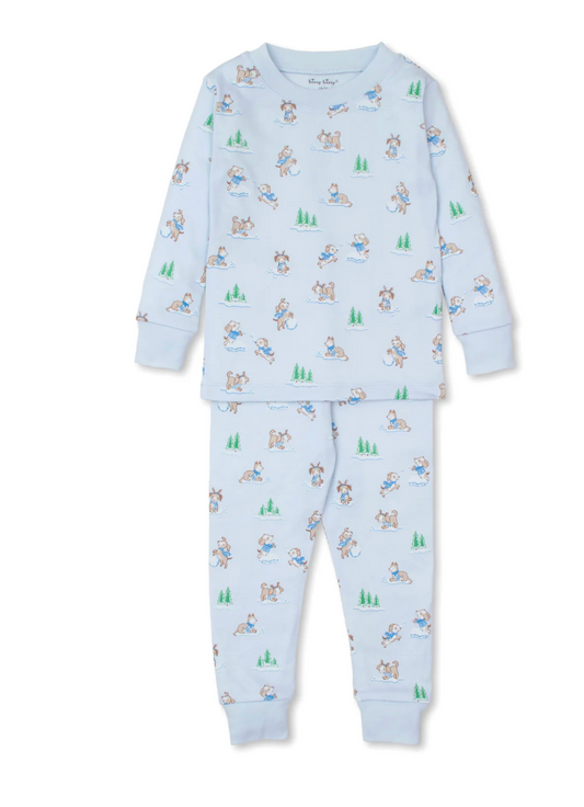 Puppy Snowball Pranks Blue Toddler Pajama Set