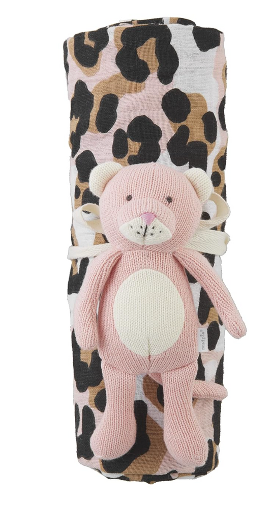 Children's Swaddle & Rattle Set, Leopard