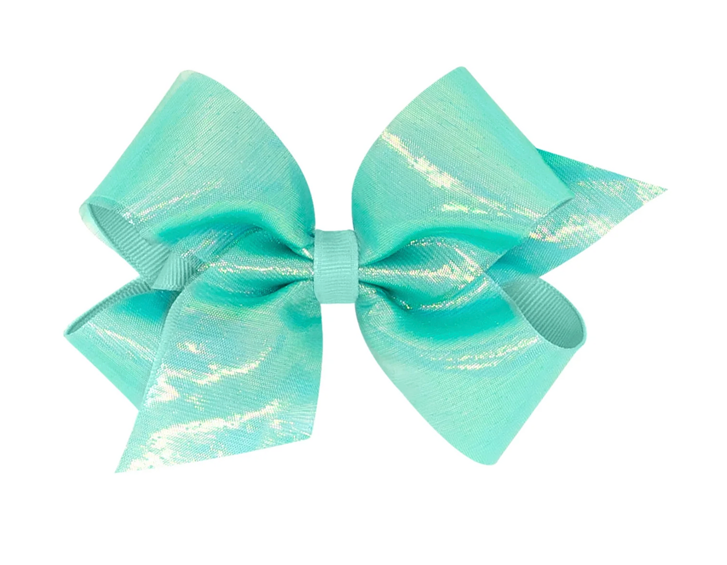 King Sheer Iridescent and Grosgrain Overlay Hair Bow