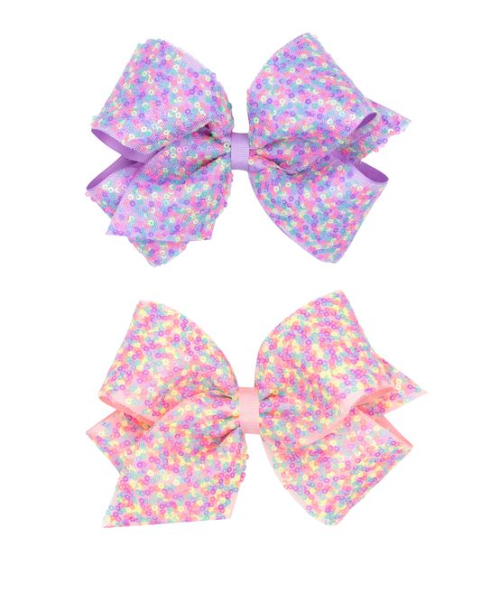 King Confetti Sequin with Grosgrain Underlay Hair Bow