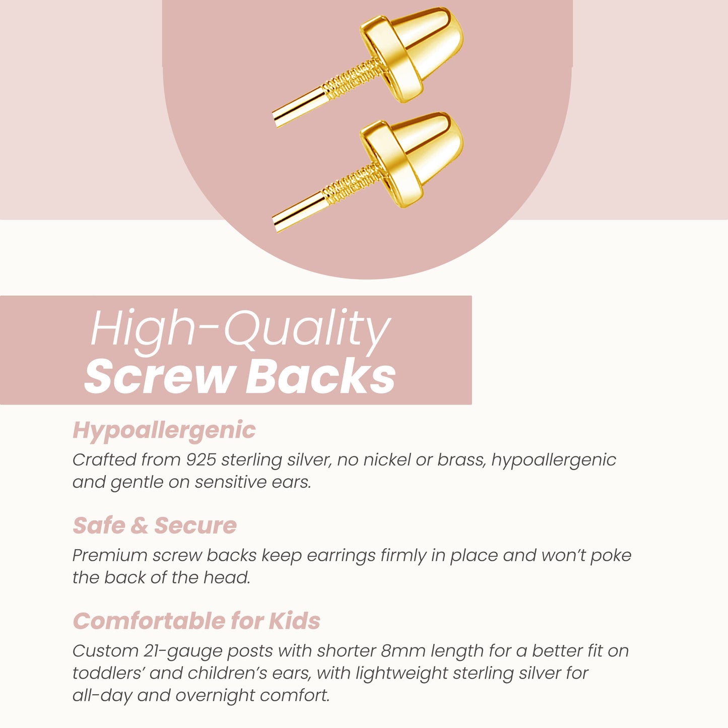 14K Gold-Plated Ball Stud Earrings for Baby & Kids