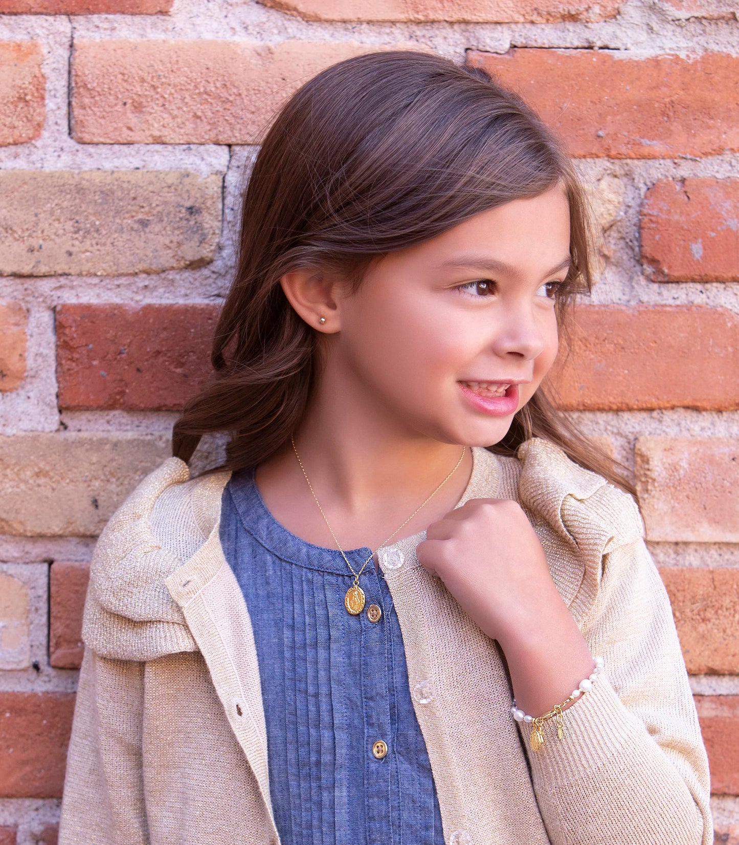 14K Gold-Plated First Communion Bracelet with Miraculous