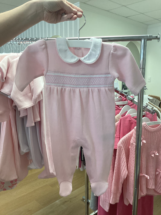 Light Pink Footie with Hand Smock