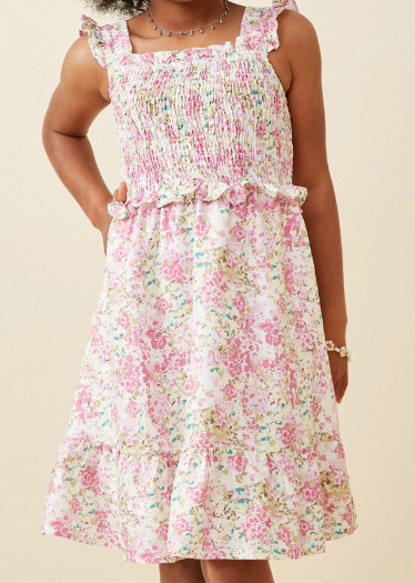Floral Print Ruffled Smocked Flutter Tank Dress
