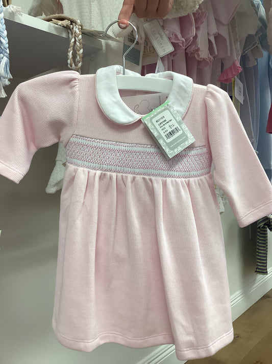Light Pink Dress Set with Hand Smock
