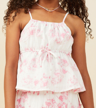 Floral Tie Detail Peplum Tank and Maxi Skirt Set