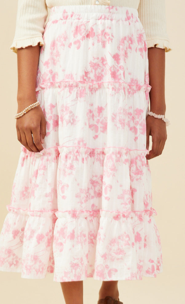 Floral Tie Detail Peplum Tank and Maxi Skirt Set