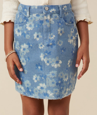 Floral Printed Denim Skirt