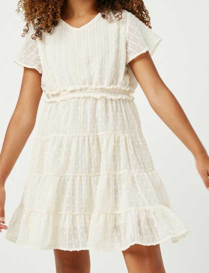 Smocked Waist Swiss Dot Dress