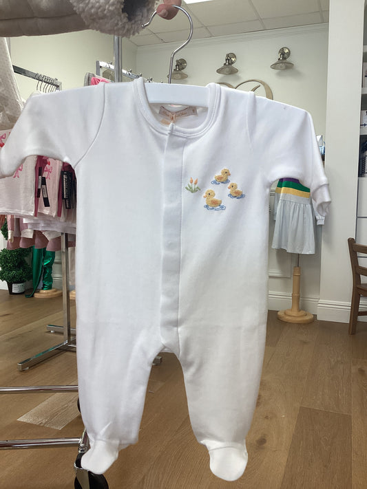 Three Little Ducks Footie W/ Piping Trim