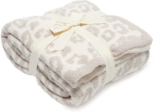 Luxe Leopard Throw Blanket - white with