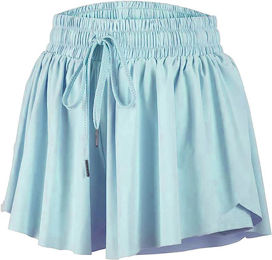 Butterfly Flowy Short-Light Blue