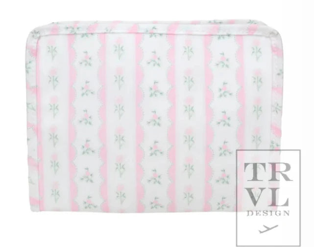 Roadie Medium Zip Pouch- Ribbon Floral Pink