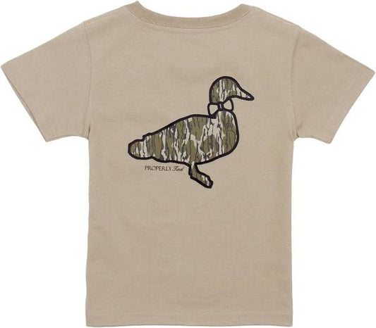 Boys Mossy Oak Duck Logo SS Sand