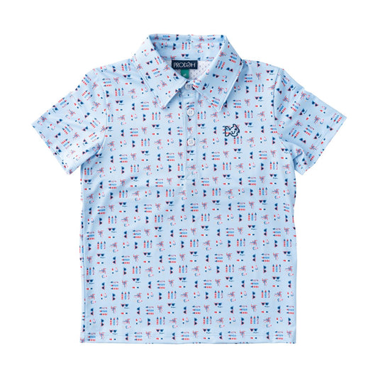 Boys' Short Sleeve Pro Performance Polo - Flag Print
