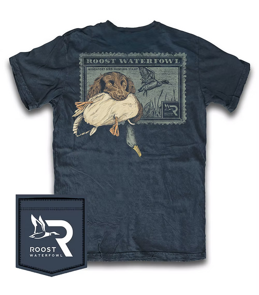 Fieldstone Roost Boykin Stamp Youth Tee-Navy