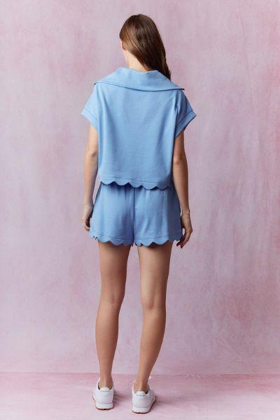 Blue French Terry Scalloped Set
