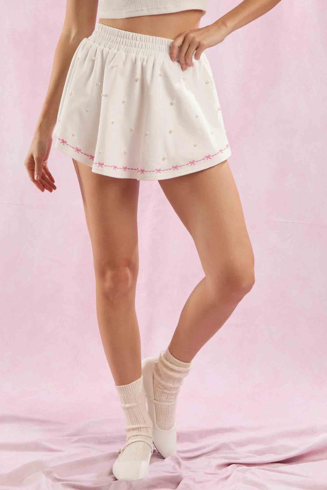 Terry Pearl Bubble Hem Skirt Set