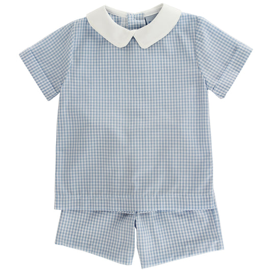 Blue Check Dressy Boys Short Set