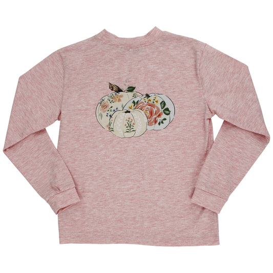 L/S GIRLS LOGO TEE-PUMPKIN/H. RED